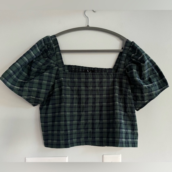 Madewell Hopewell Puff-Sleeve Crop Top in Plaid - Picture 4 of 7